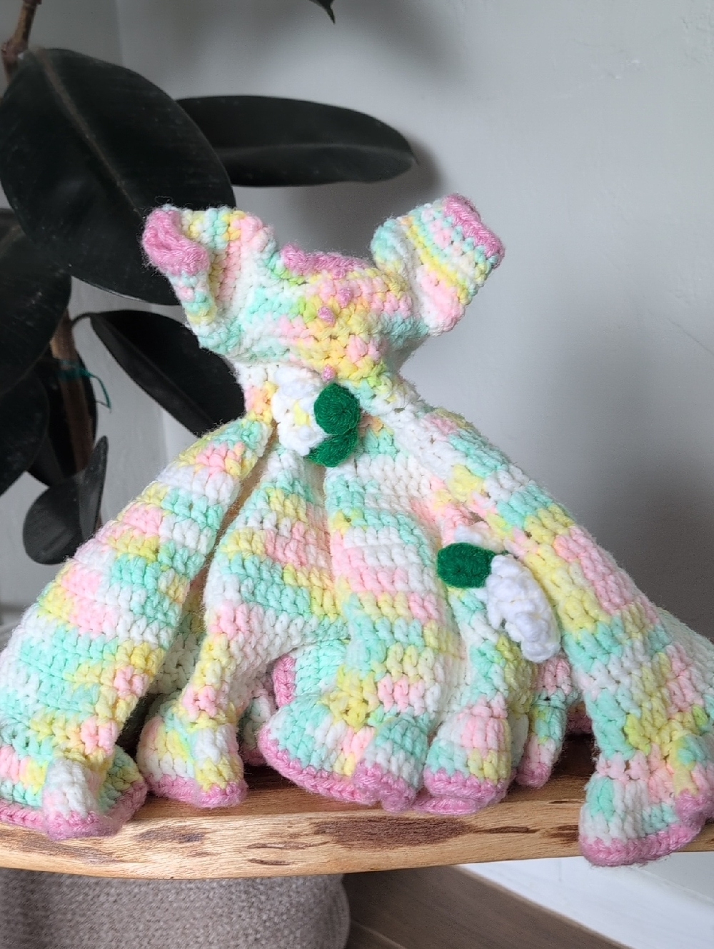 Vintage Handmade Colorful Crochet Baby Doll Dress